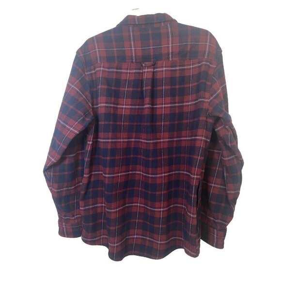 Orvis Plaid Heavy Flannel 100% Cotton Shirt Shacket Size Large Red Black Pockets - Picture 3 of 4